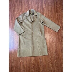 Le Mont St Michael Women's Single Breasted Wool Trench Coat Olive Green XL